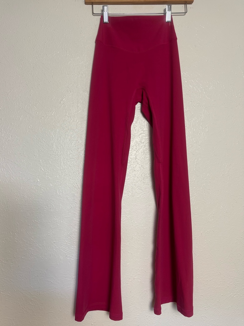 Magenta Pink High Rise Flare Bottom Flattering Cut Leggings